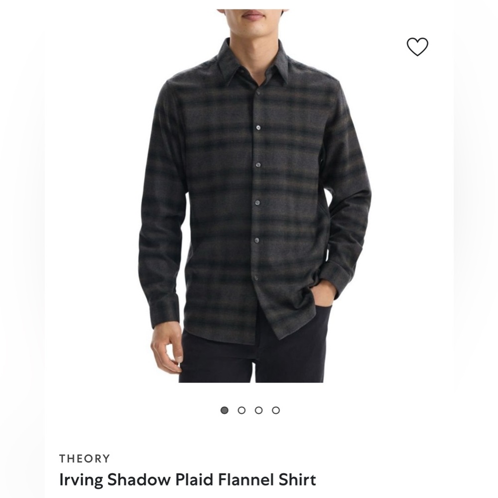 Theory Hunter Green Soft Plaid Shirt